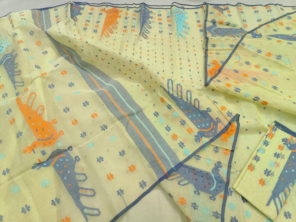 Chalky Color Cotton Jamdani Saree