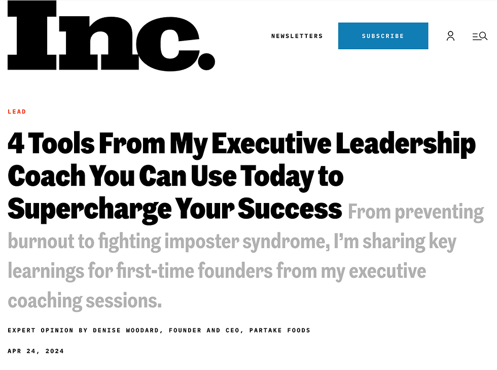 Screenshot of INC article "4 tools form my executive leadership coach you can use today to supercharge your success"
