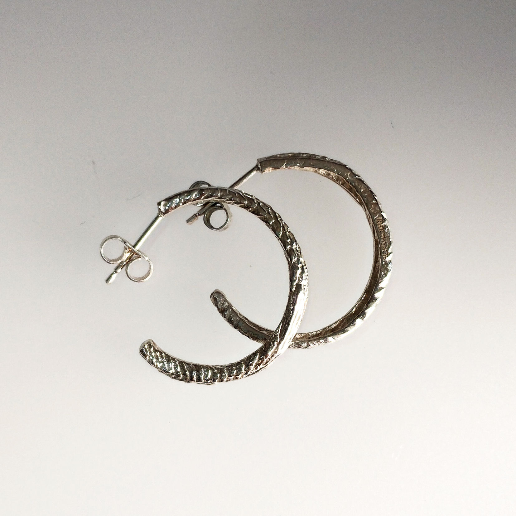 Silver Textured Sleeper Earrings