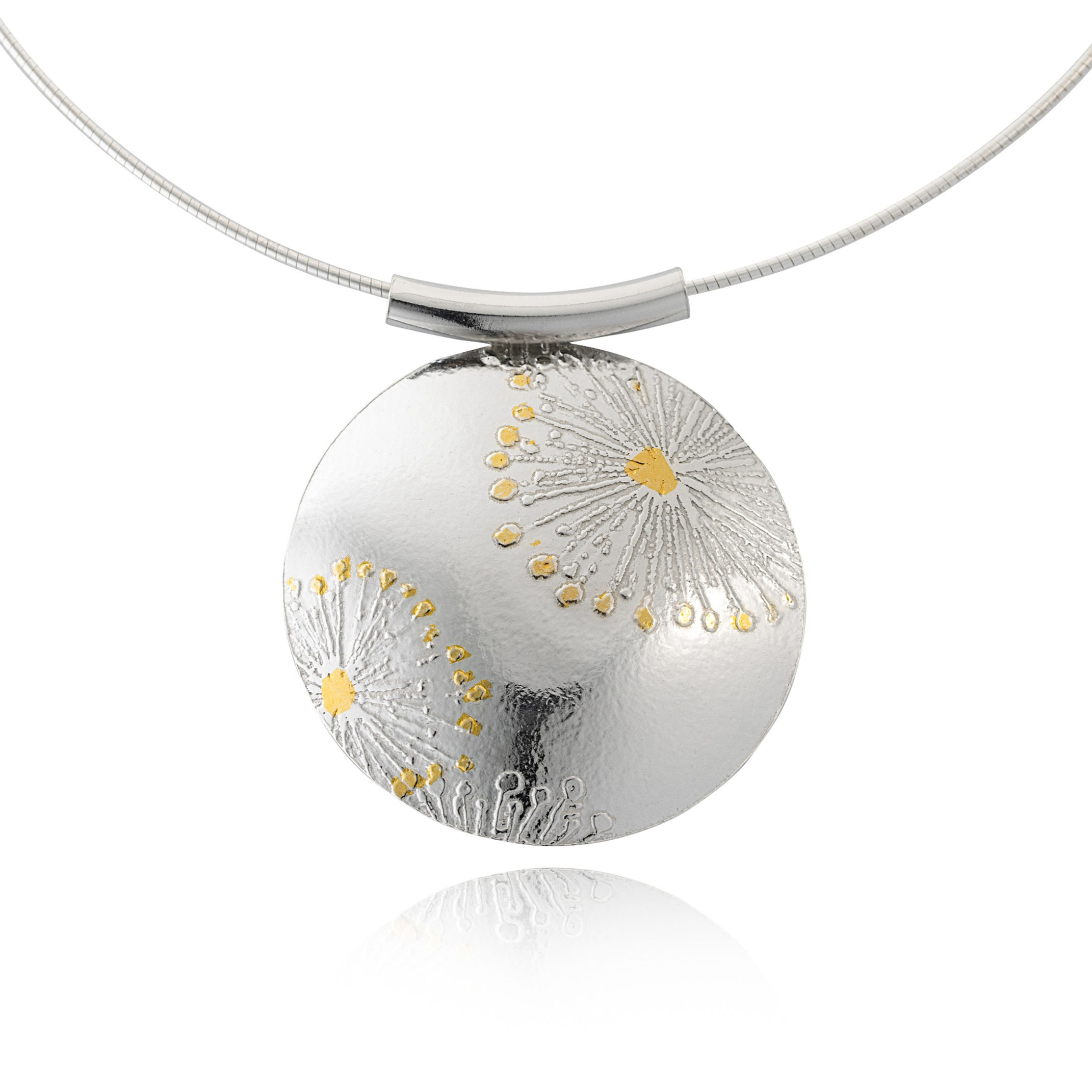 Dandelion Clock Silver & Gold Pendant