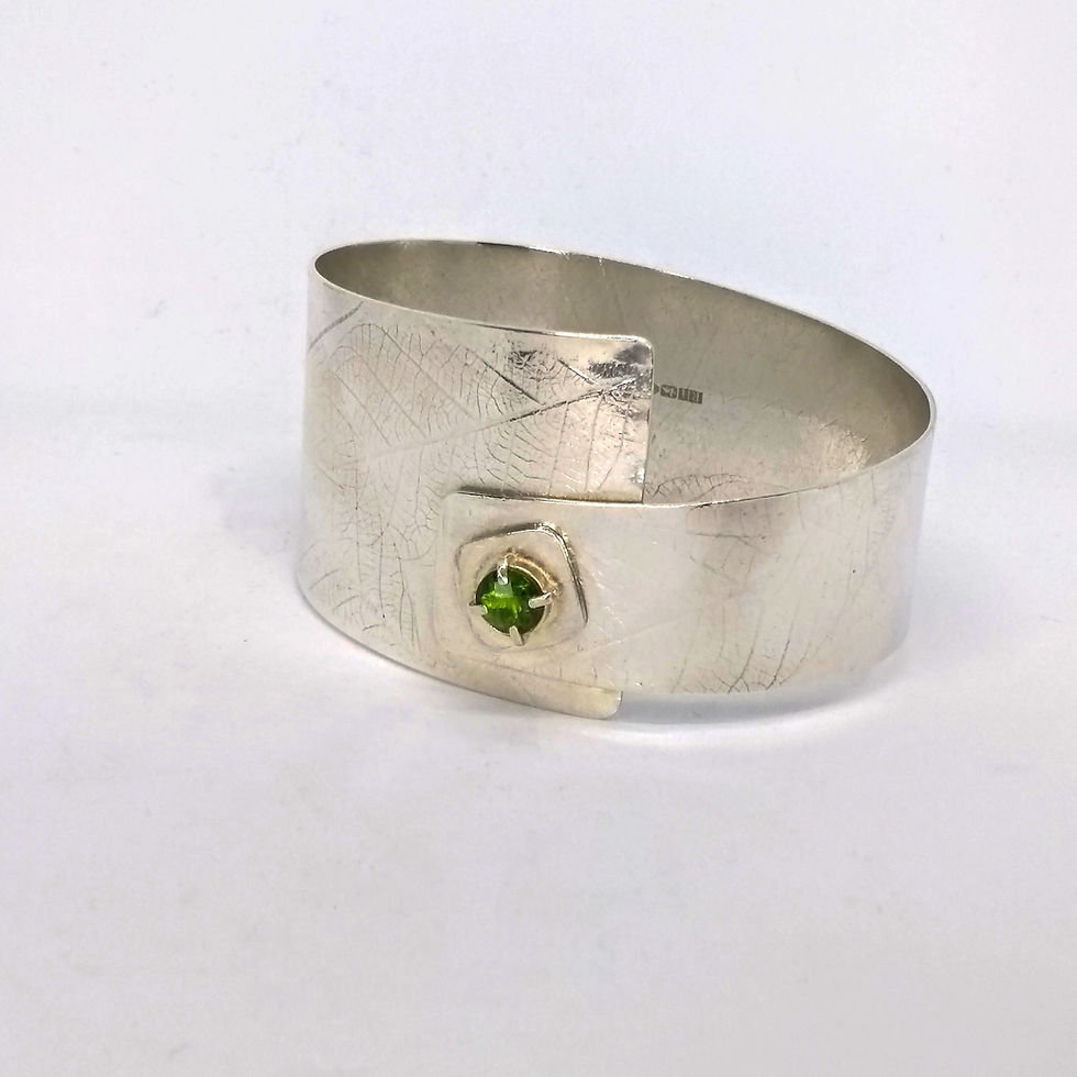 Thumbnail: Silver Wrap Bangle With Peridot