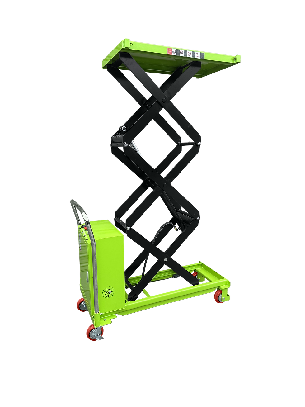 Electric Scissor Lift Table 2000mm High 500kg with Wireless Remote Left View Lifted