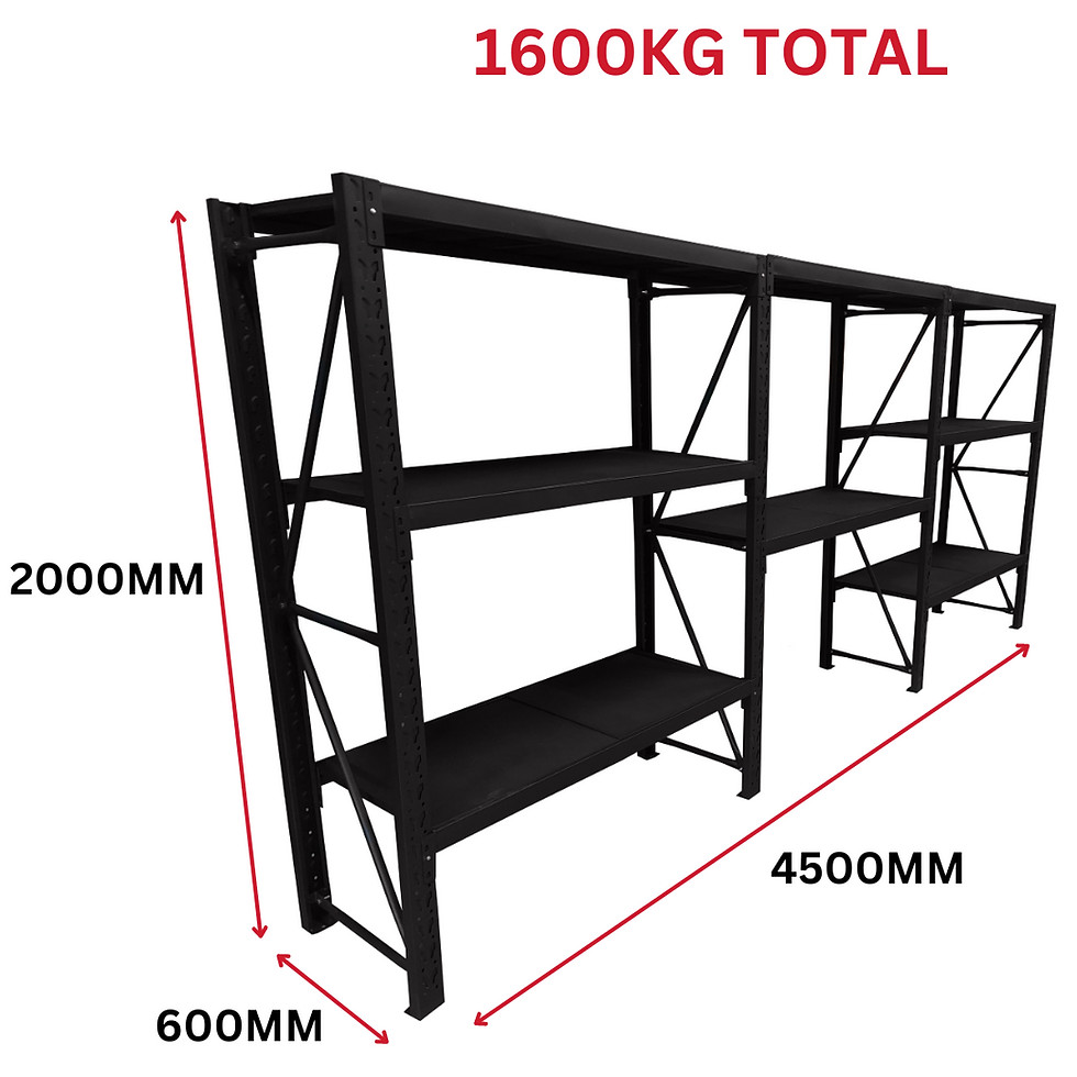 Thumbnail: Garage Storage Shelving 2M x 4.5M x 600D 1600KG Longspan Racking with Dimensions