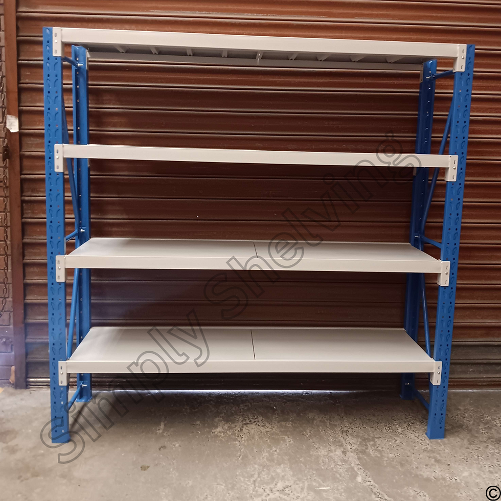 Thumbnail: 2m High x 2m Long x 60cm Deep 200kg per shelf 4 Shelves Blue & White Heavy Duty Garage Shelving