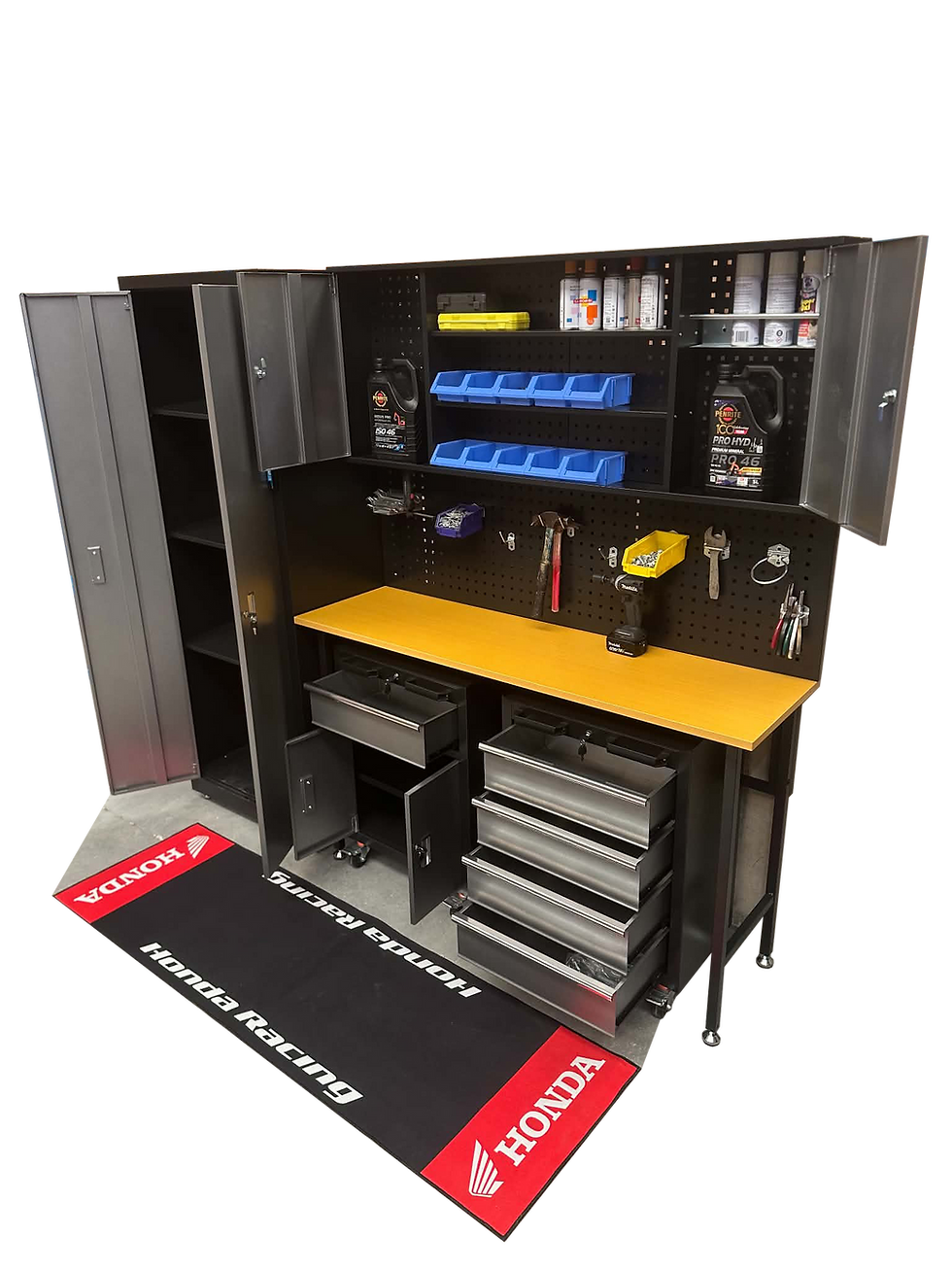 Thumbnail: Workstation Workbench Cabinet Storage Locker Bench Tool Trolley Drawers Shelving Right Upper View