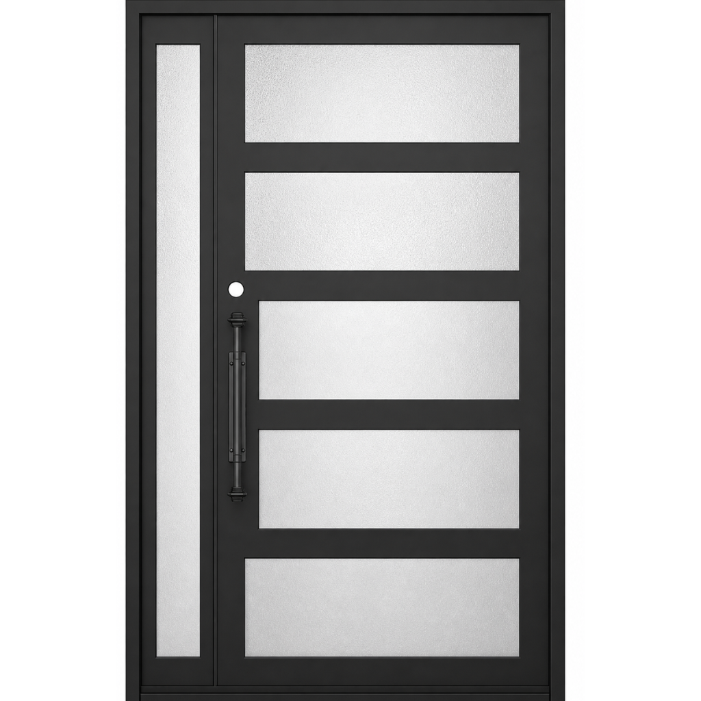 60"x82" Modern Iron Door - Single with Sidelite