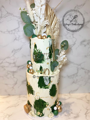 Olive Green Textured Cake