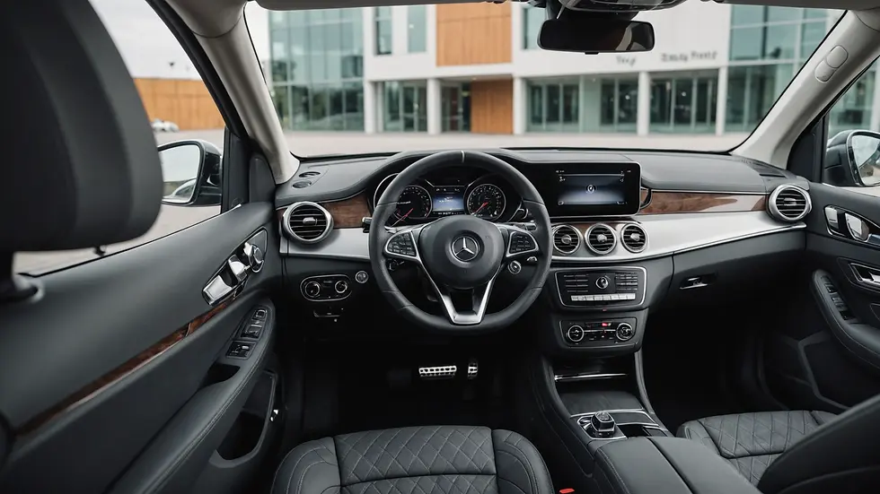 Close-up view of the interior of a luxury Mercedes V-Class