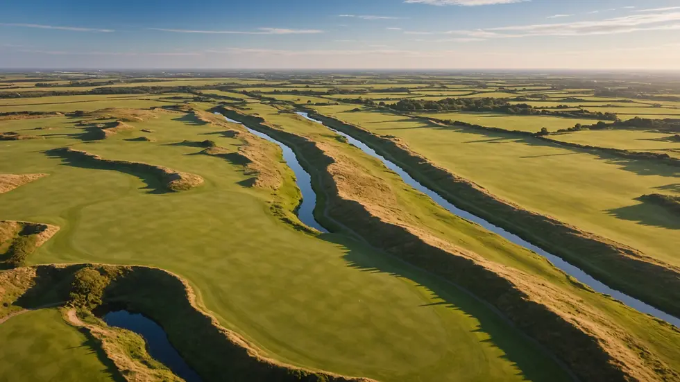High angle view of a scenic landscape near Royal Birkdale