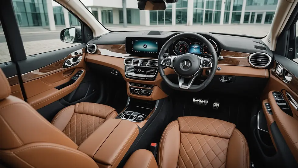 High angle view of a luxurious Mercedes V-Class showcasing its interior
