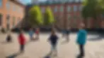 Wide angle view of kids playing outdoors at Bluecoat