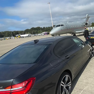 BMW 740LD waiting for a client from their private jet transfer