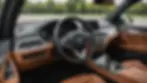 Eye-level view of the interior of a luxurious BMW 7 Series ready for passengers