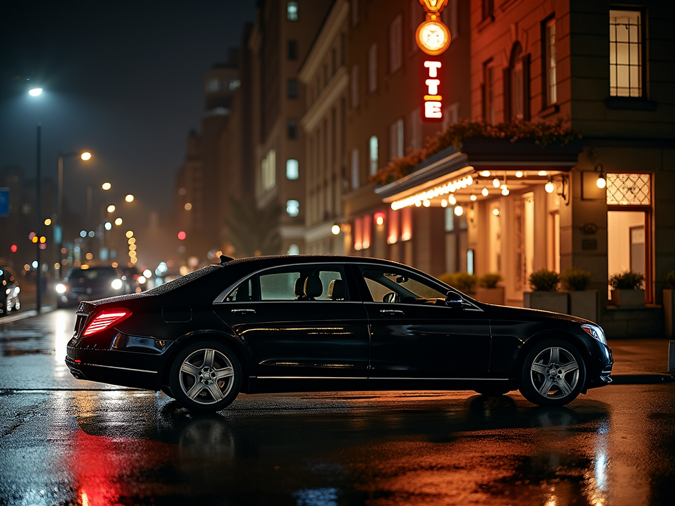 Eye-level view of a luxury vehicle door open with a ramp extended for wheelchair access