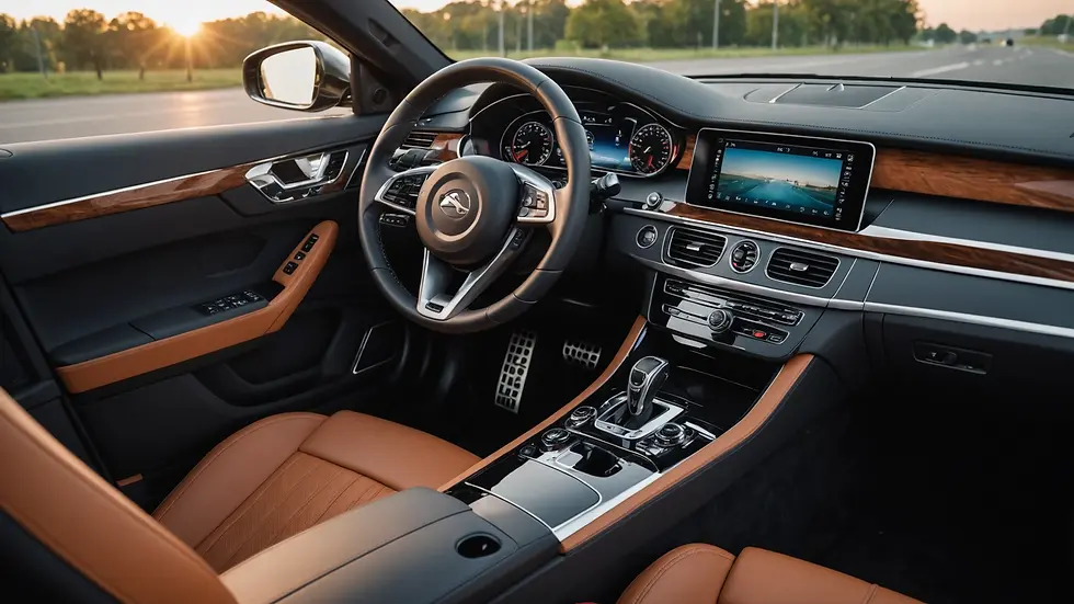 Close-up view of the interior of a luxury car showing comfort and elegance