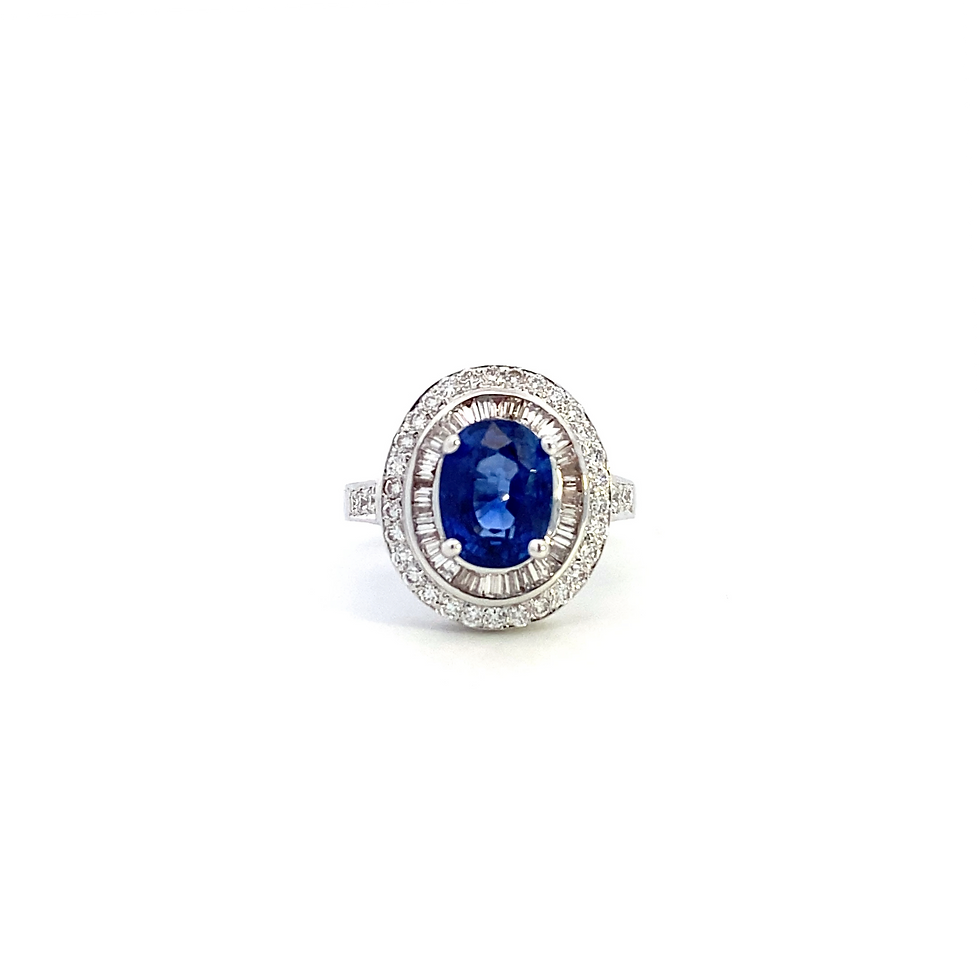 Oval Sapphire & Diamond Halo Ring