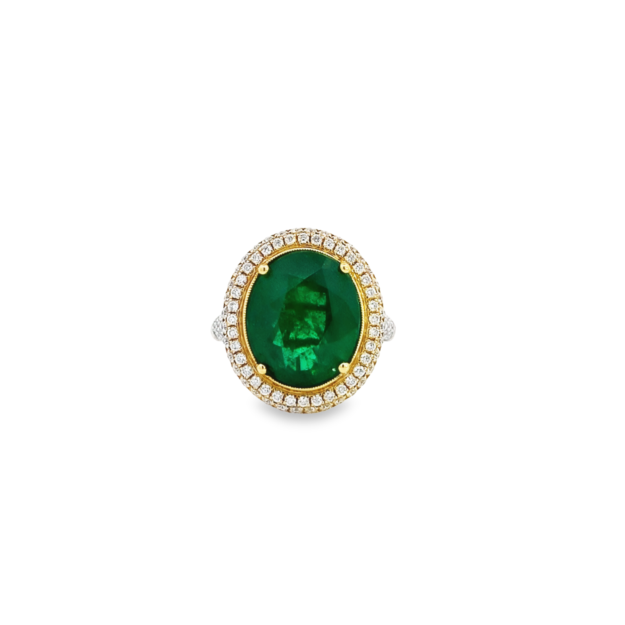 Oval Shape Emerald Ring and Diamonds