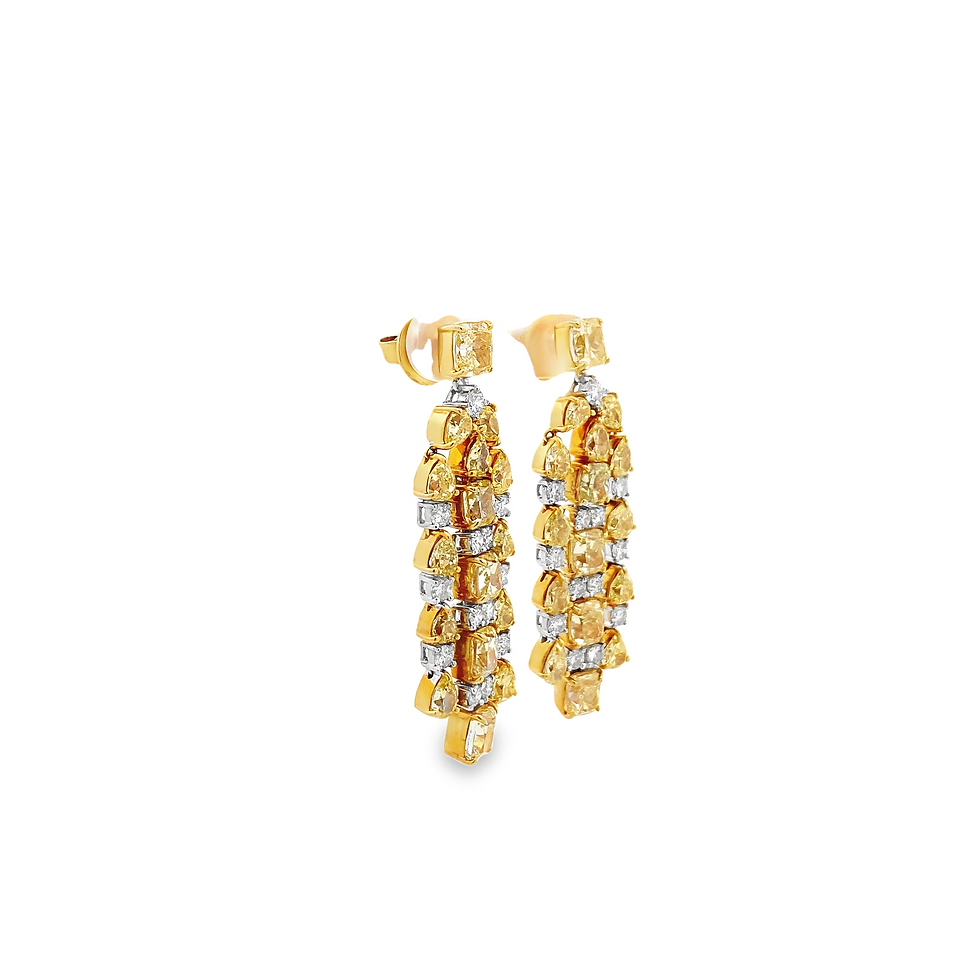 Long Fancy Yellow Diamond Earrings and White Diamonds