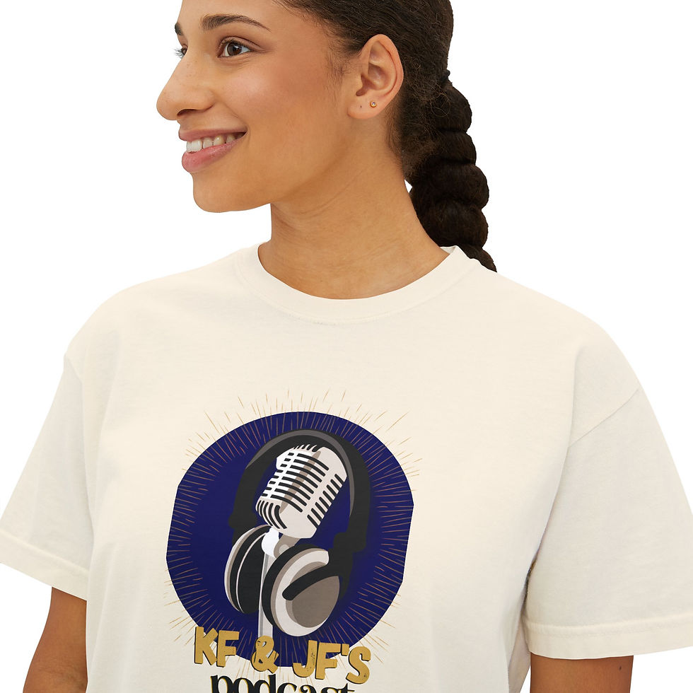 Thumbnail: KF&JF'S PODCAST Microphone Podcast Women's Boxy Tee, Casual Shirt 