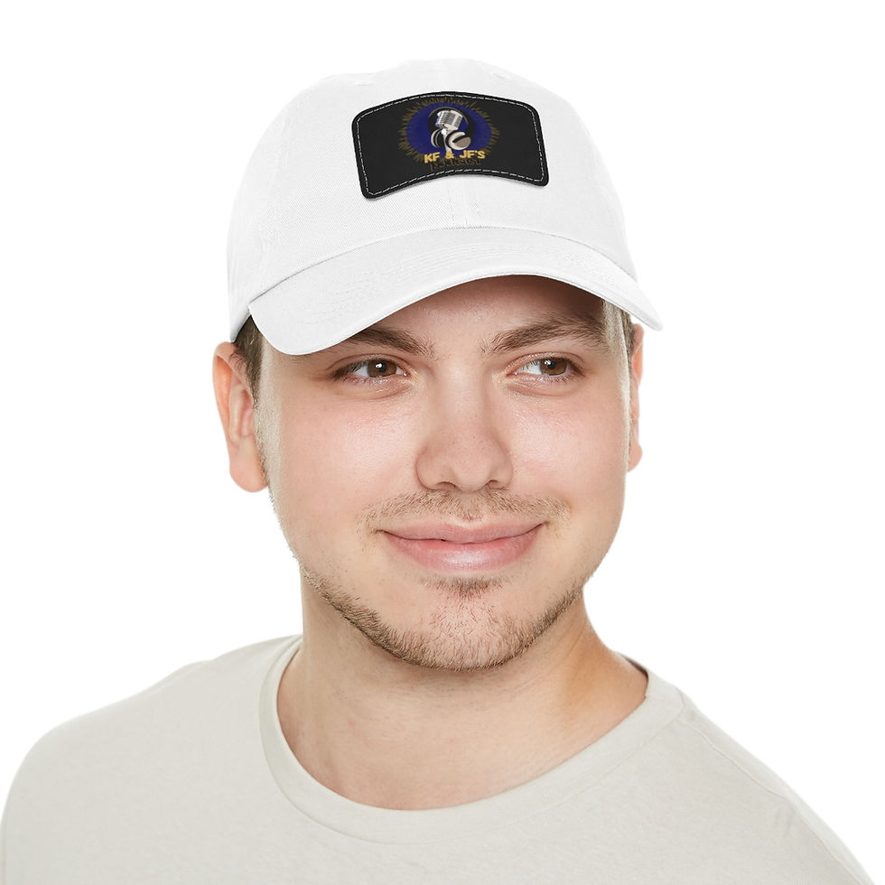 Thumbnail: KF&JF'S PODCAST Dad Hat with Leather Patch (Rectangle)