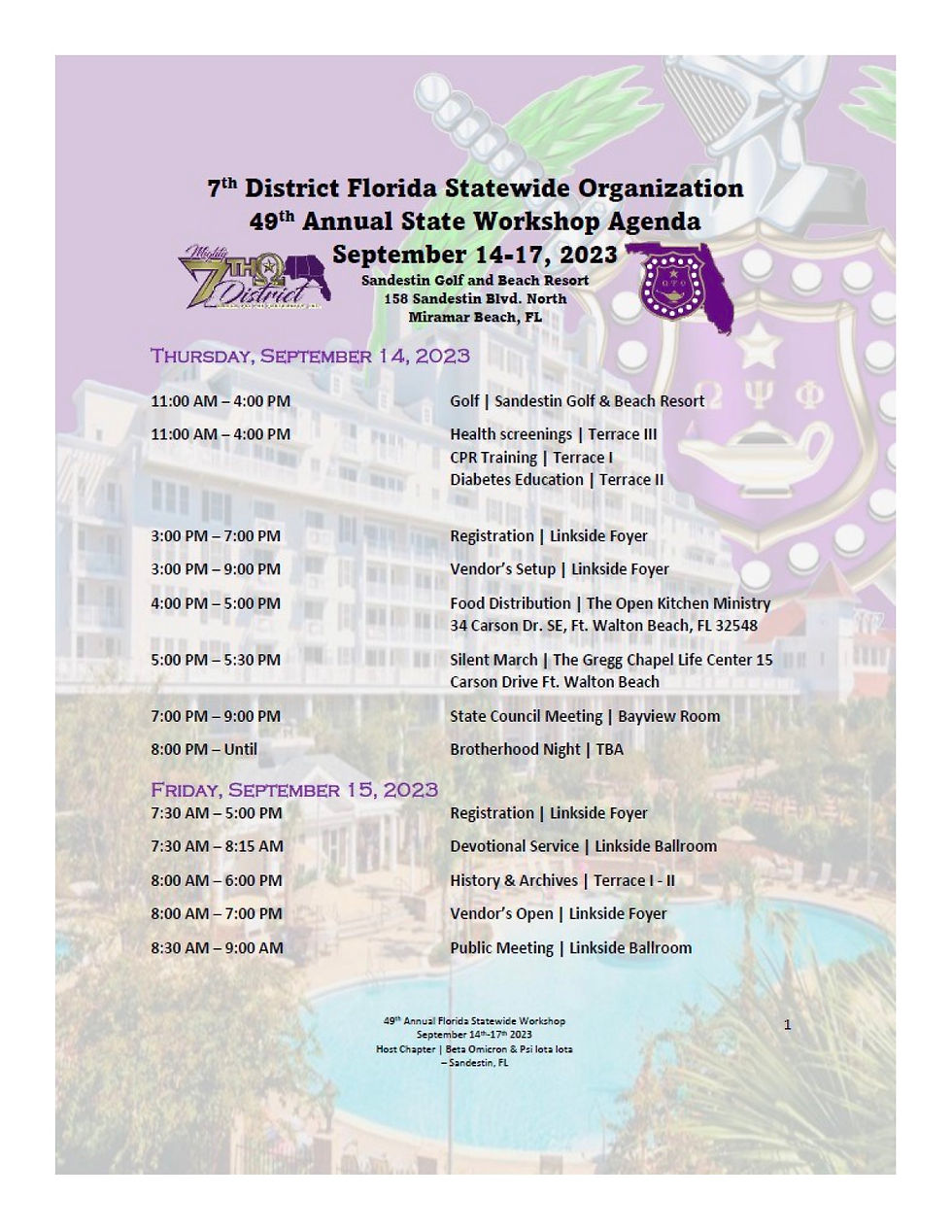 FSO Schedule of Events