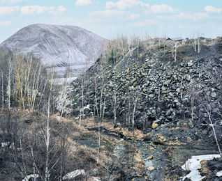 Asbestos Stones, Tailing Dump (background), Thetford Mines, Black Lake. Quebec 1988