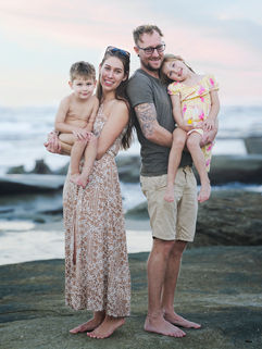 My niece, her husband and two small children at Moffat Beach, Caloundra
