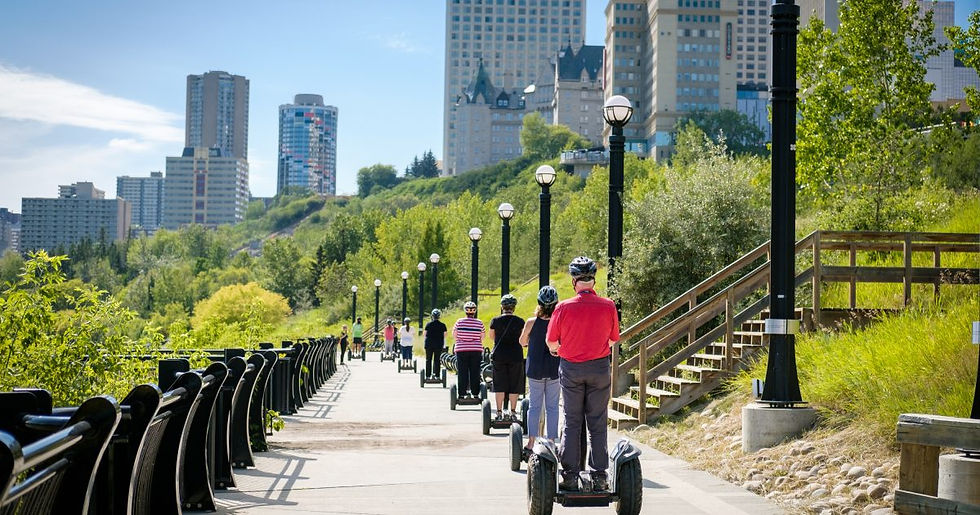 Scenic bike path photo downtown edmonton