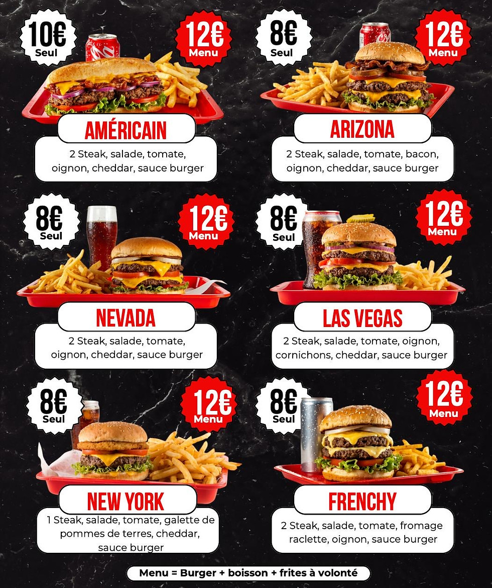 menu brugers et sandwich Esther Burger