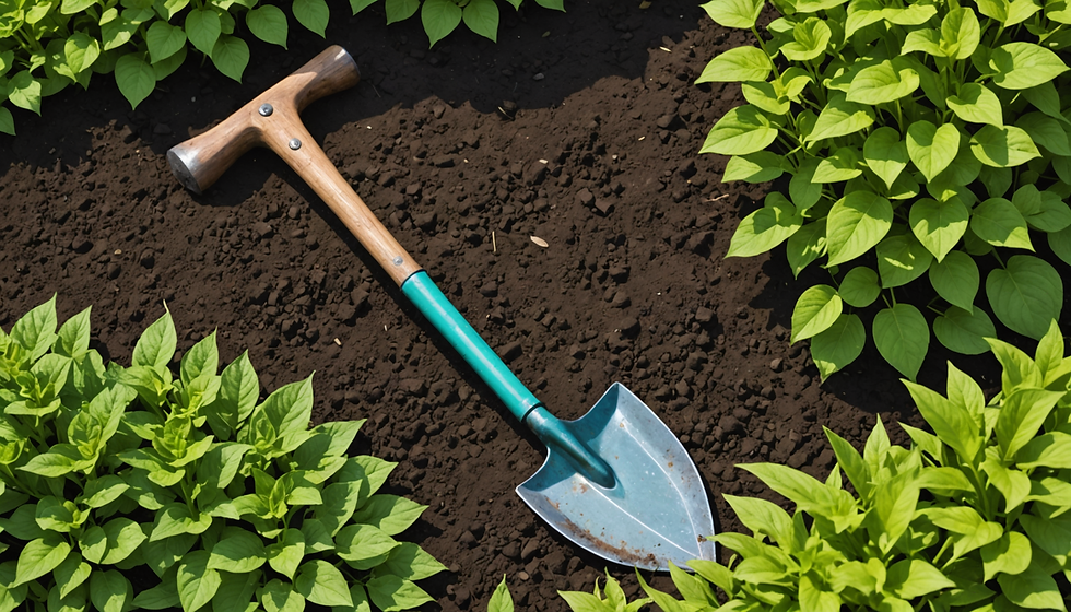 Spade in dirt