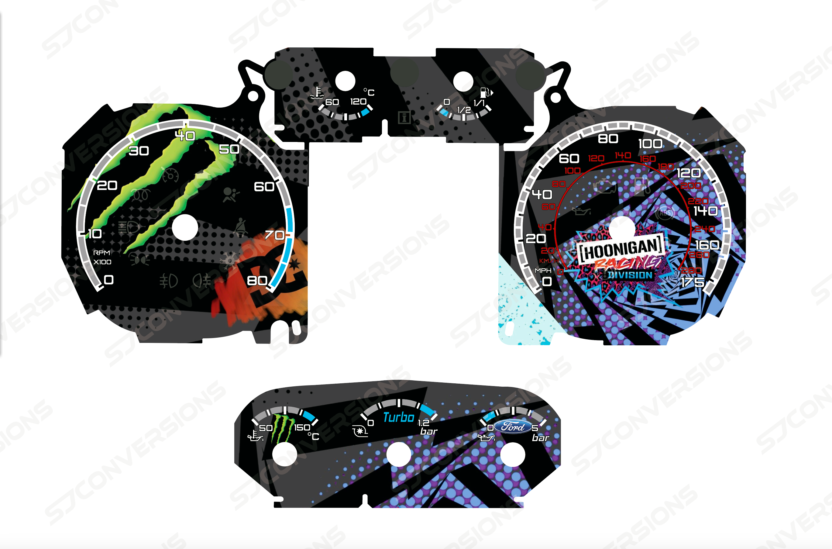 Ford Focus ST Mk2.5 Hoonigan Version 3 Ken Block Style Dial Cards