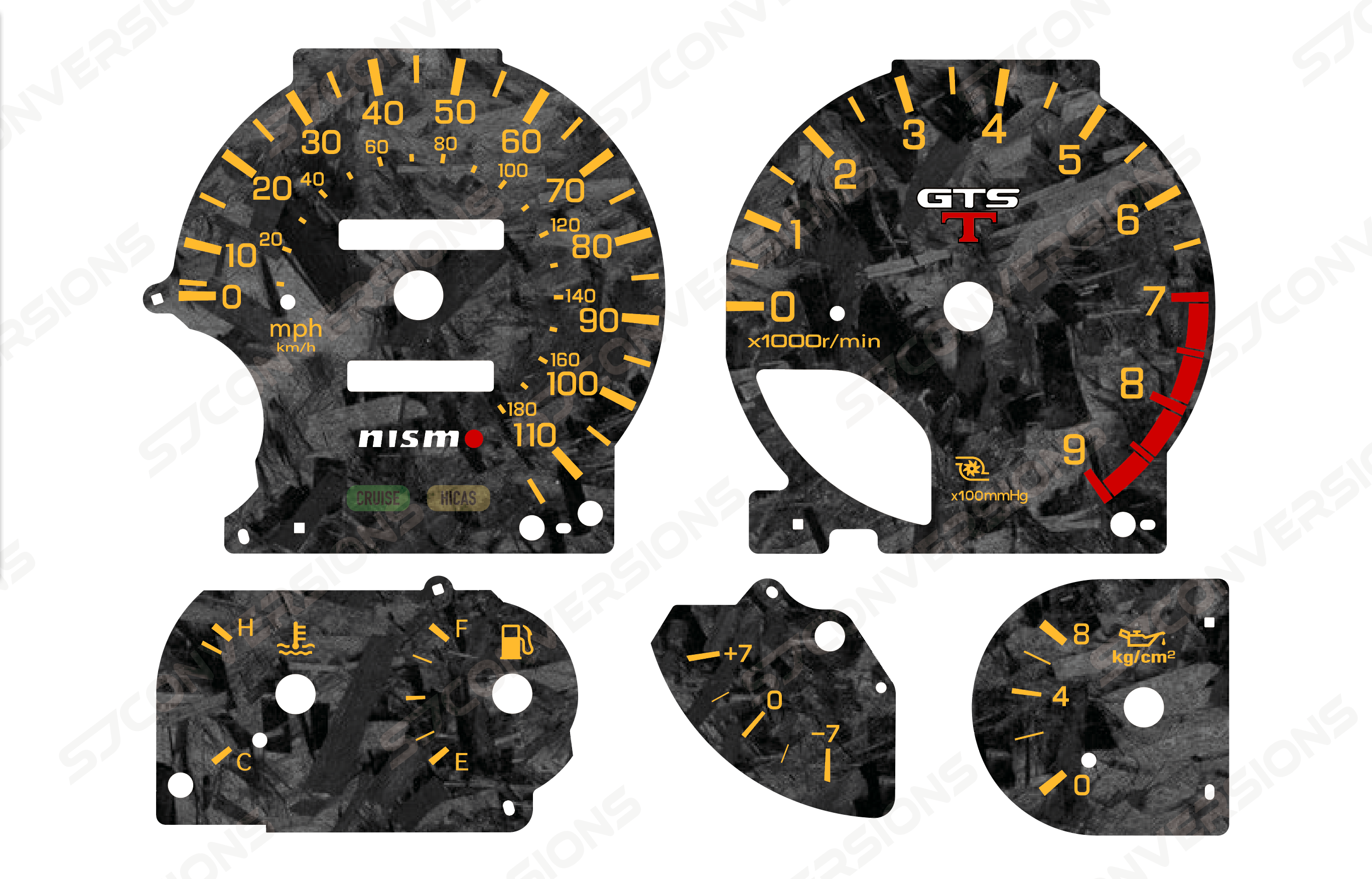 Nissan Skyline R33 GTST 110MPH Nismo Style Forged Carbon Dial Cards