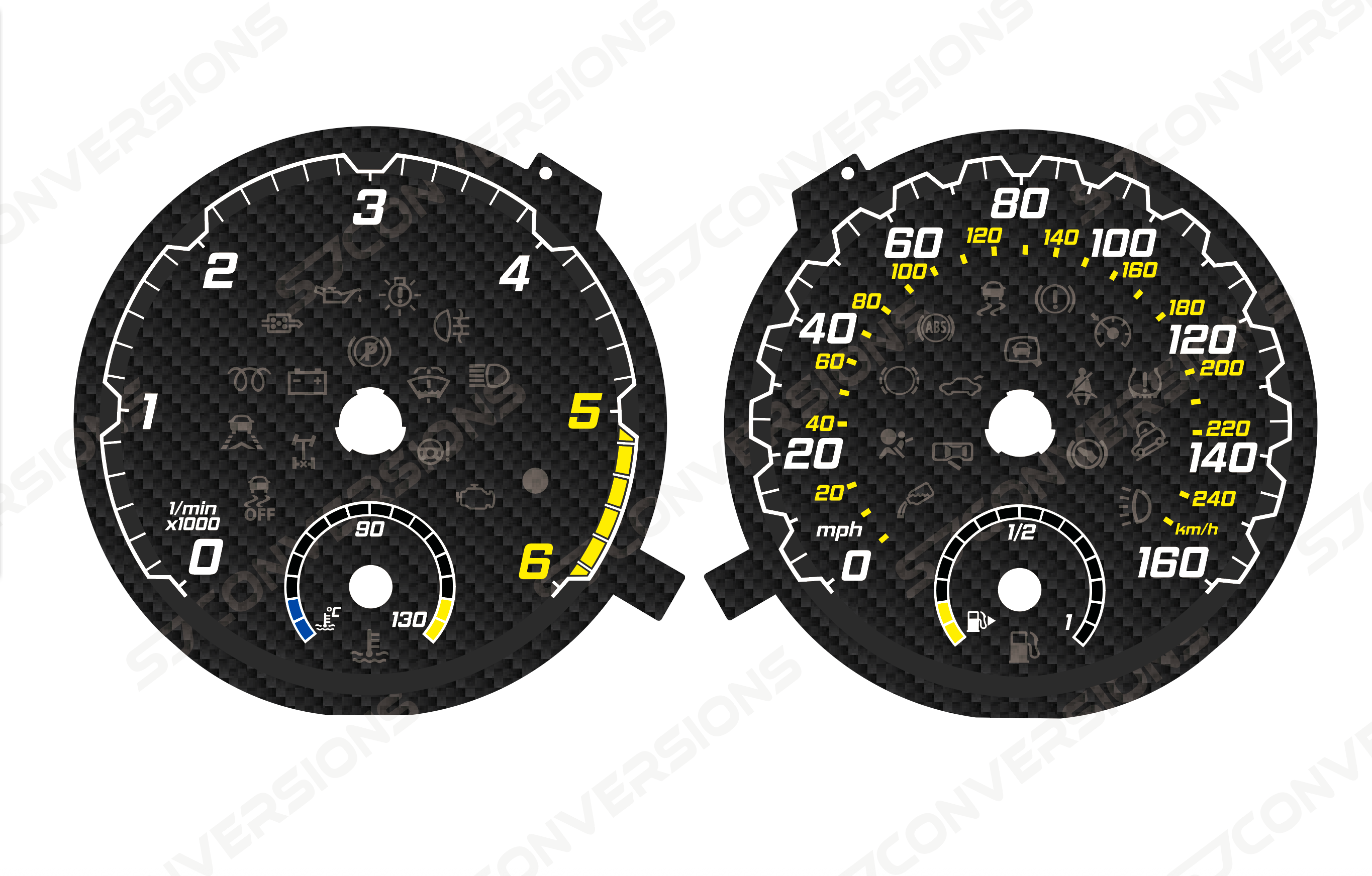 VW Transporter T6 Version 2 Carbon Dial Cards 8 Colours