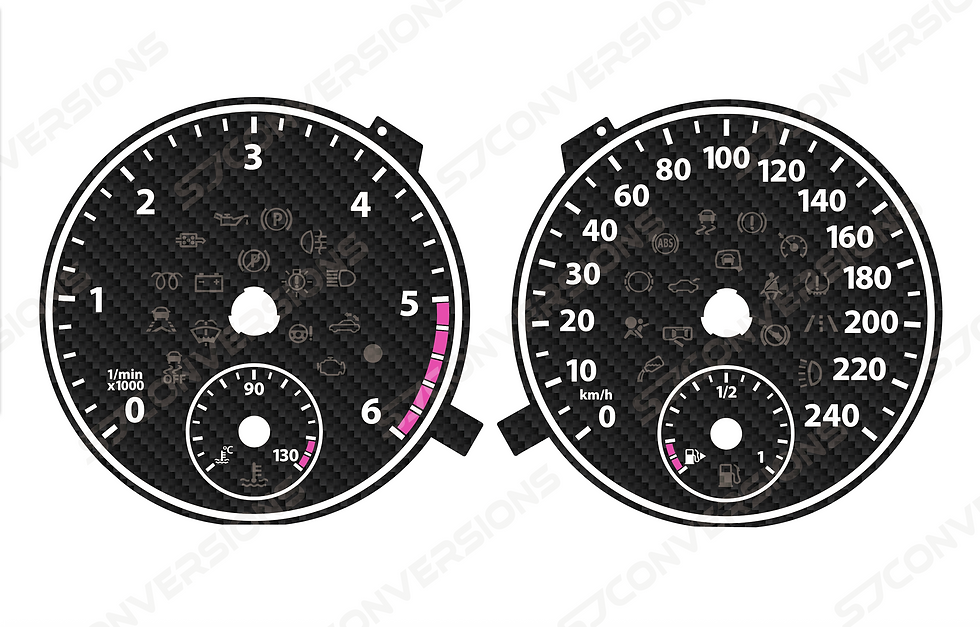 Thumbnail: VW Caddy Mk4 KM/H Version 1 Carbon Dial Cards 8 Colours