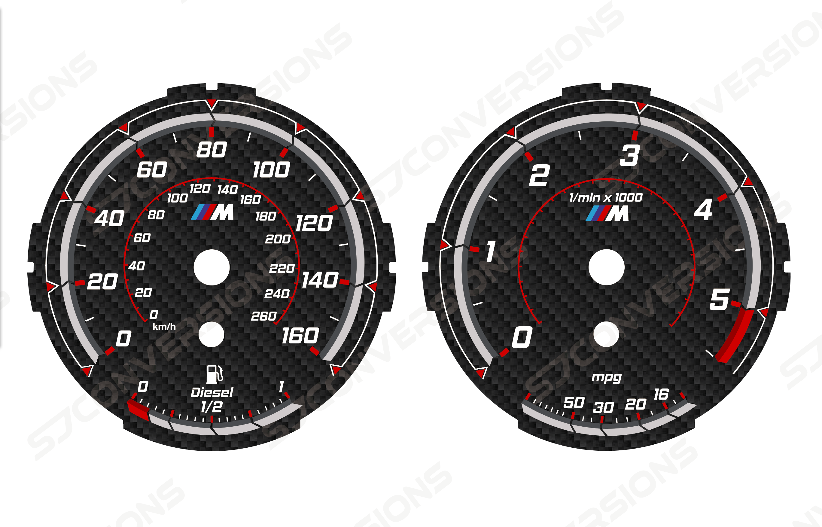 BMW E90 E91 E92 E93 Diesel Version 3 M Sport Custom Carbon Dial Cards