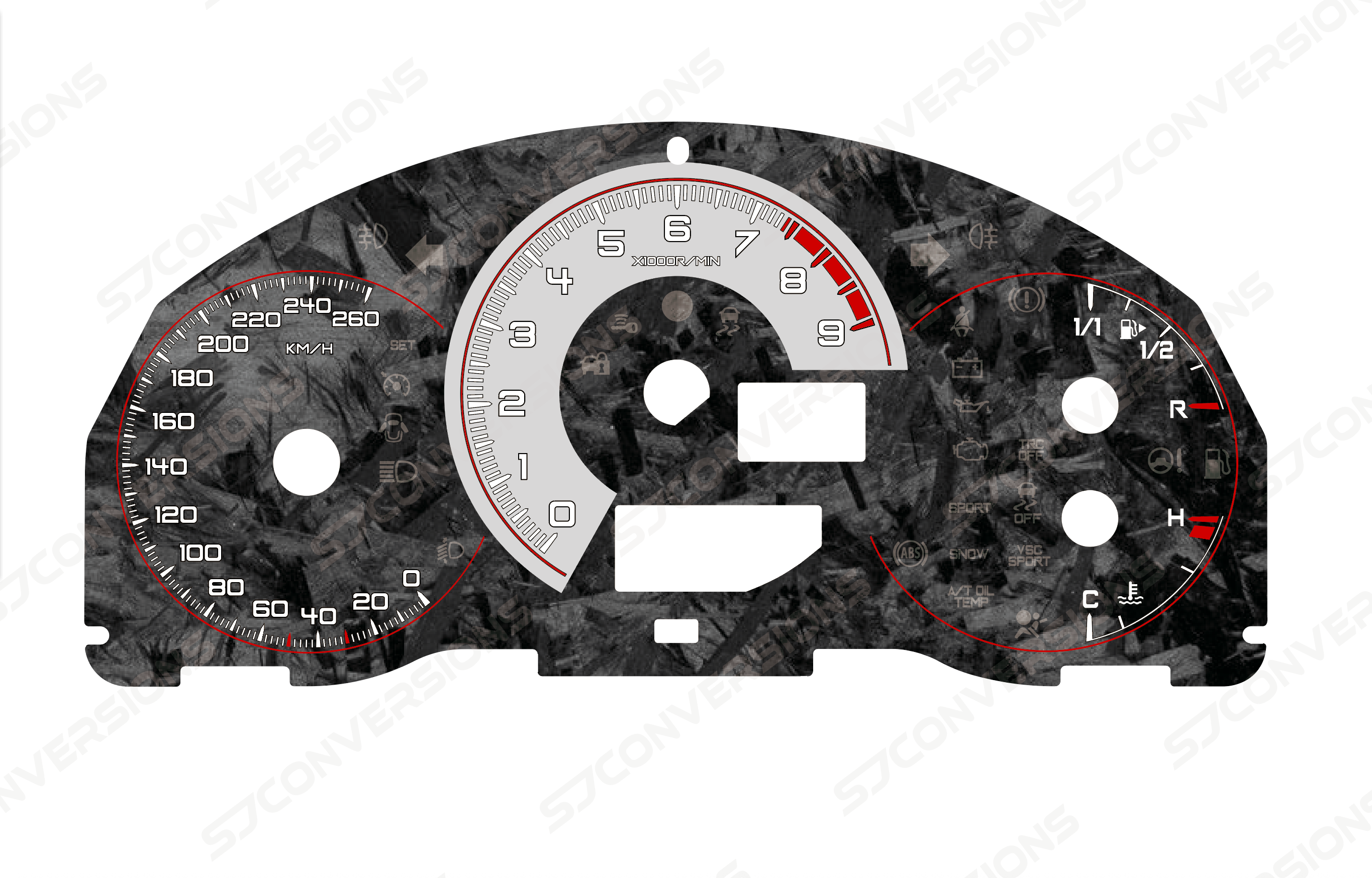 Toyota GT86 KM/H Forged Carbon Dial Cards 8 Colours