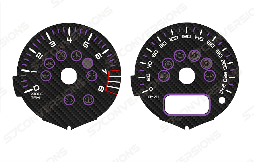 Thumbnail: Mini Cooper R53 Twin Prefacelift KM/H V2 Carbon Custom Dial Cards 8 Colou