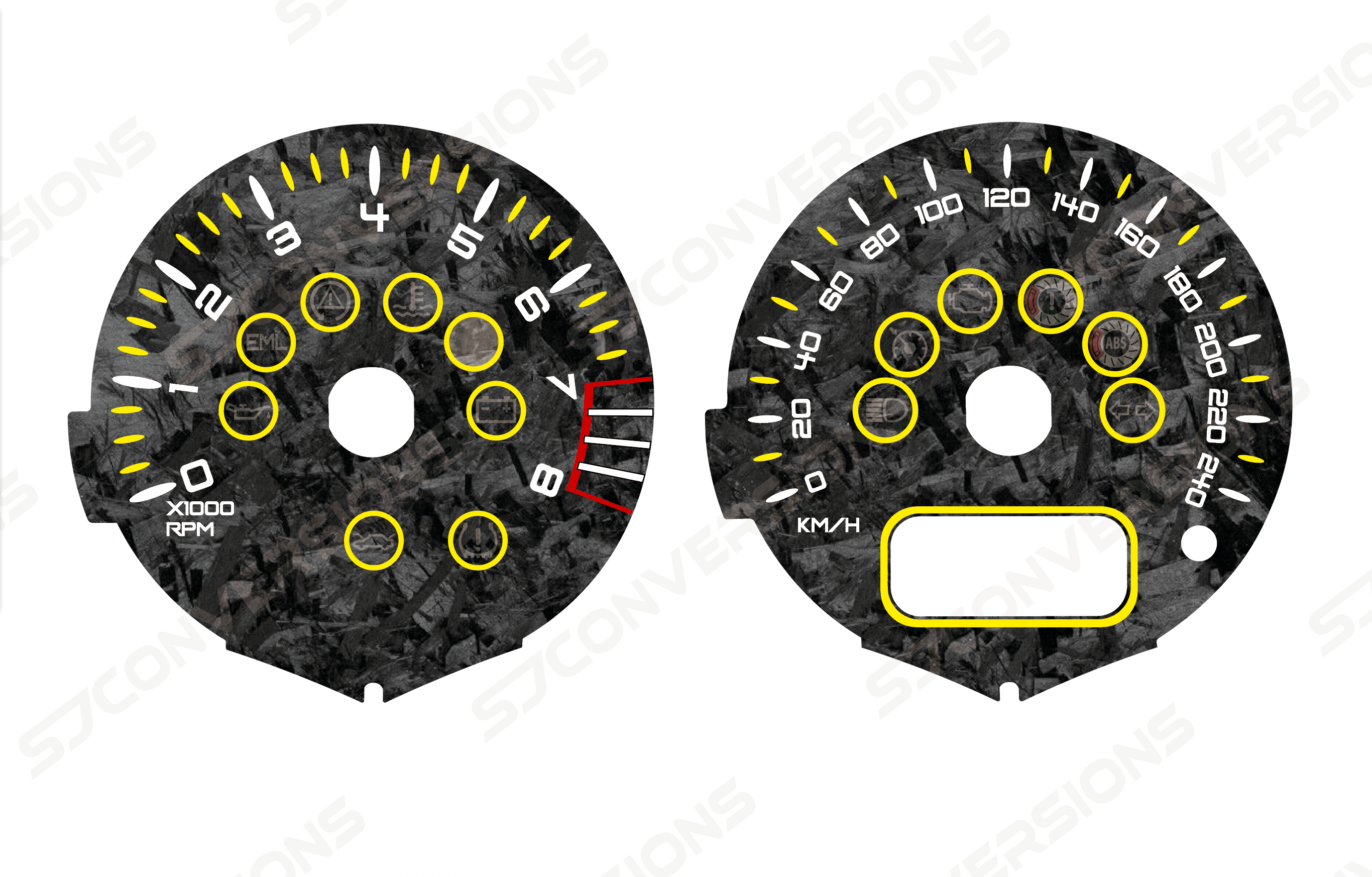 Mini Cooper R53 Twin Prefacelift KM/H V2 Forged Carbon Custom Dial Cards 8 Colo