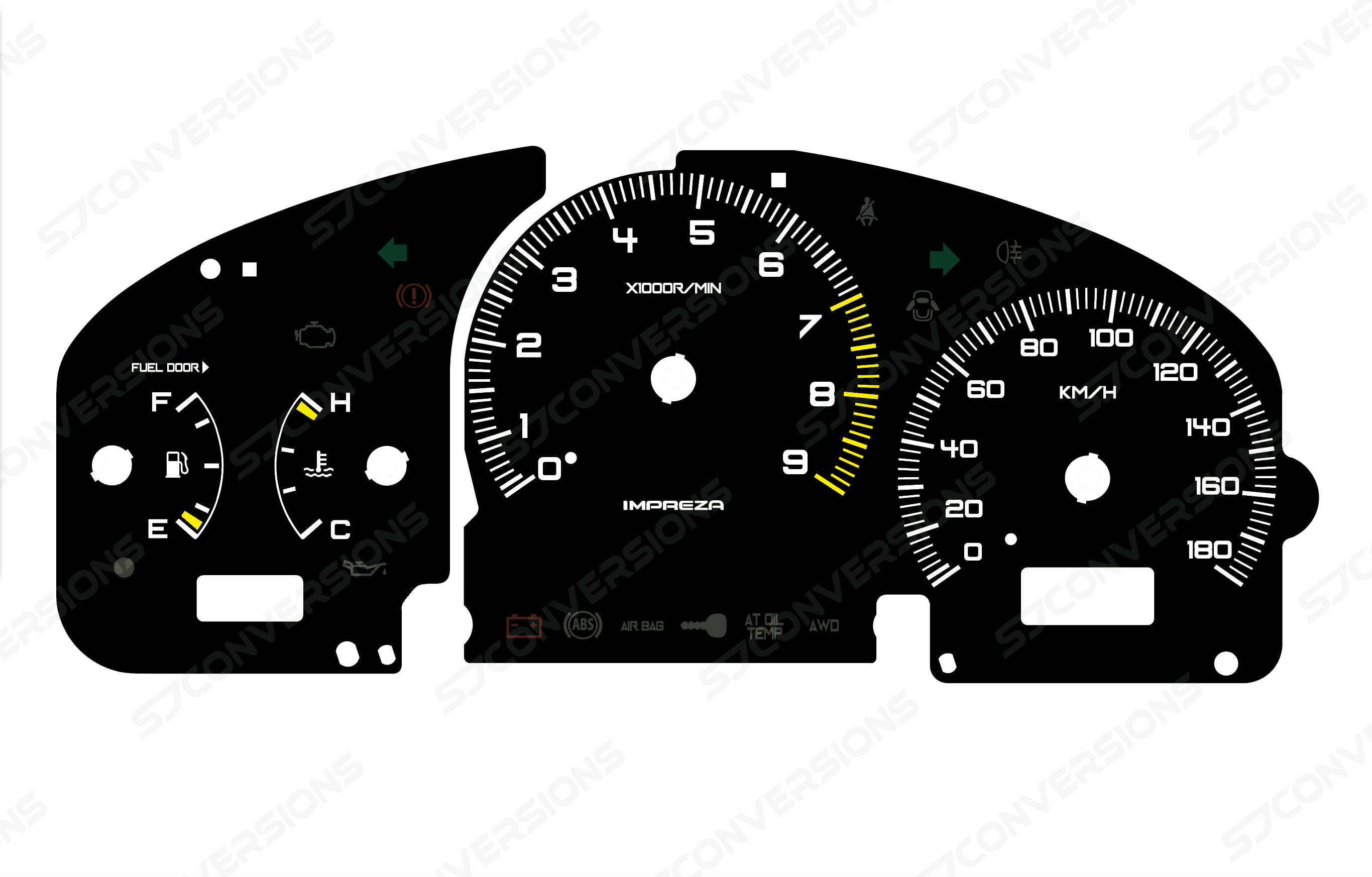 Subaru Impreza GD KM/H Plain Dial Cards 8 Colours