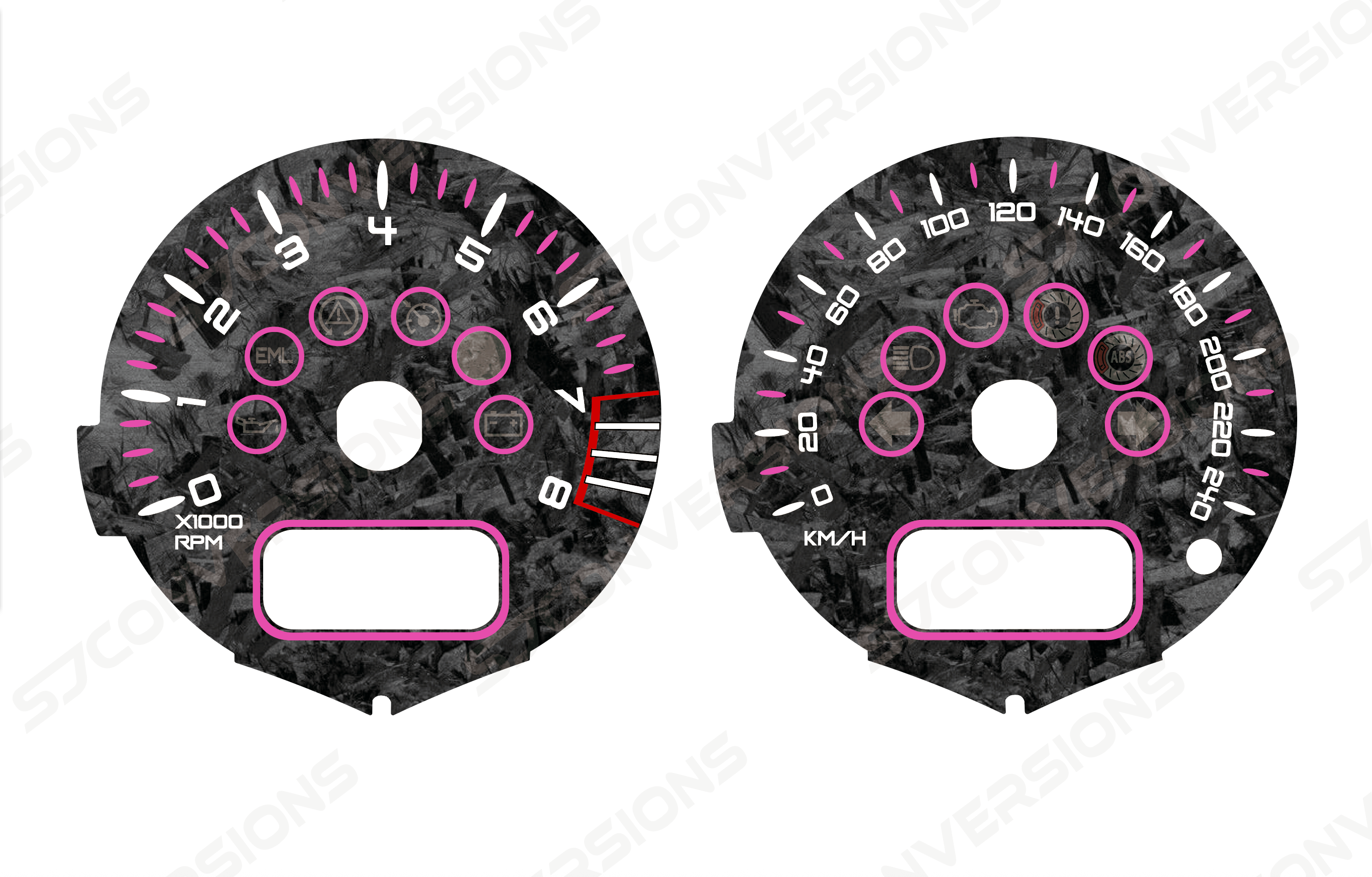 Mini Cooper R53 Twin Facelift KM/H V2 Forged Carbon Custom Dial Cards 8 Colours