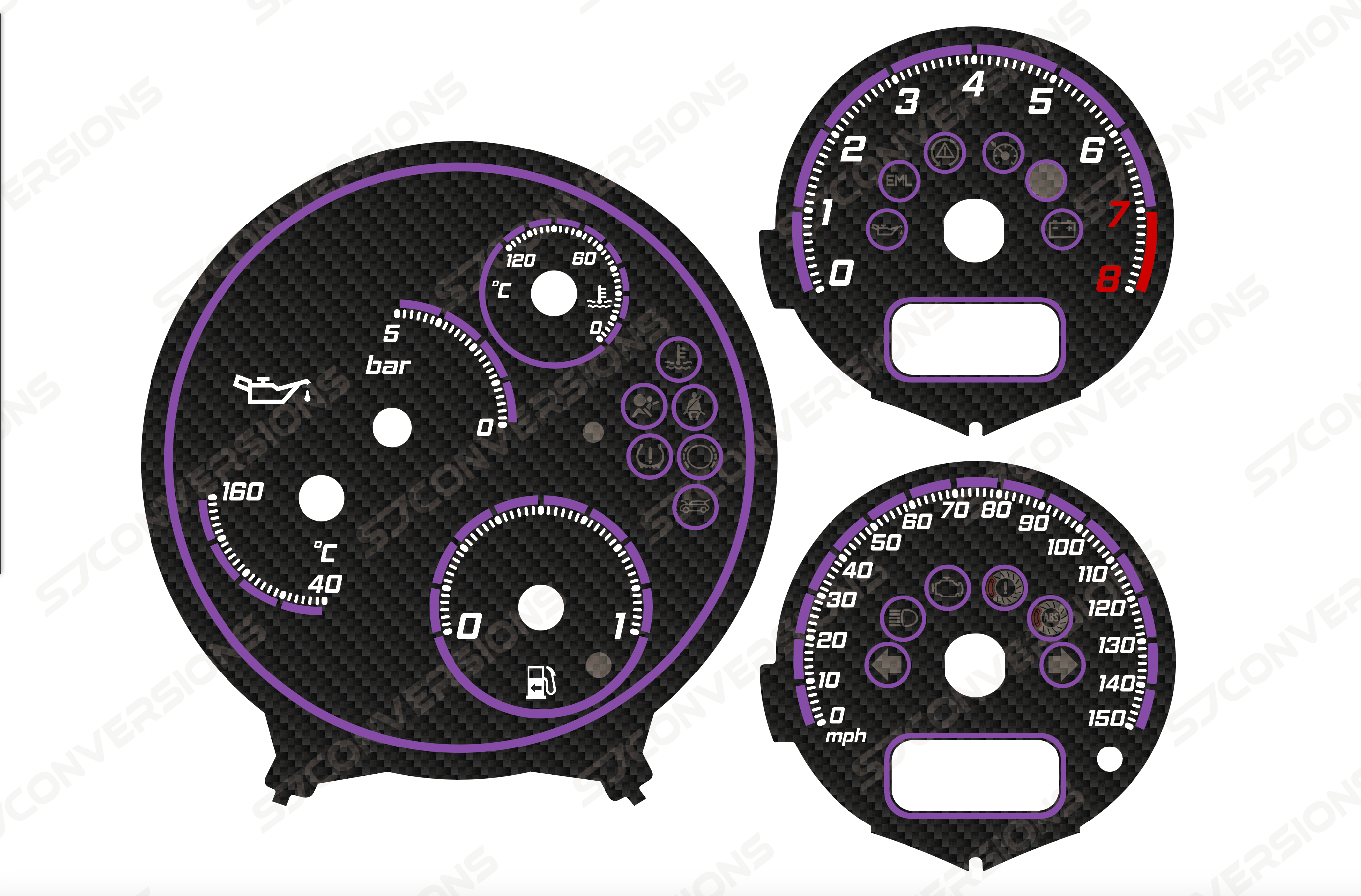 Mini Cooper R53 Chrono Pack V3 Carbon Custom Dial Cards 8 Colours