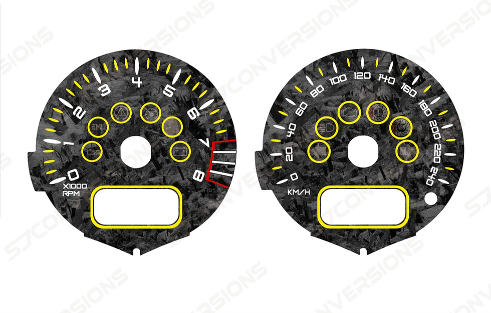 Thumbnail: Mini Cooper R53 Twin Facelift KM/H V2 Forged Carbon Custom Dial Cards 8 Colours