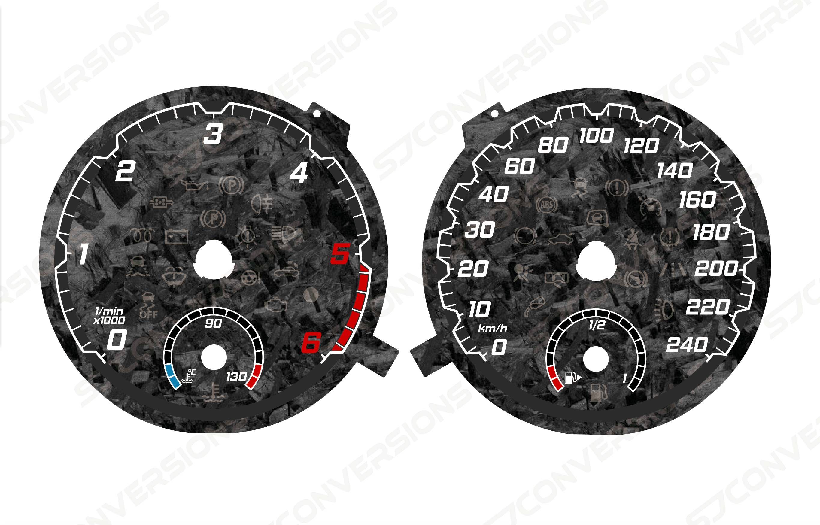 VW Caddy Mk4 KM/H Version 2 Forged Carbon Dial Cards