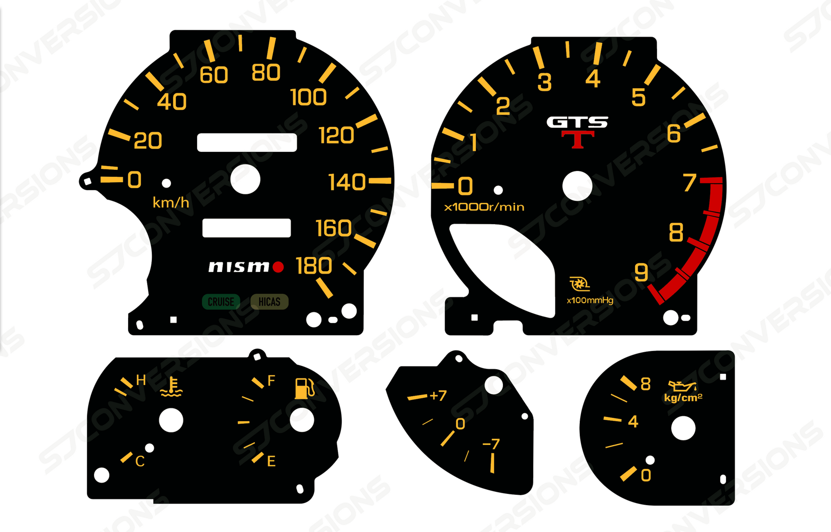 Nissan Skyline R33 GTST KM/H Nismo Style Plain Dial Cards