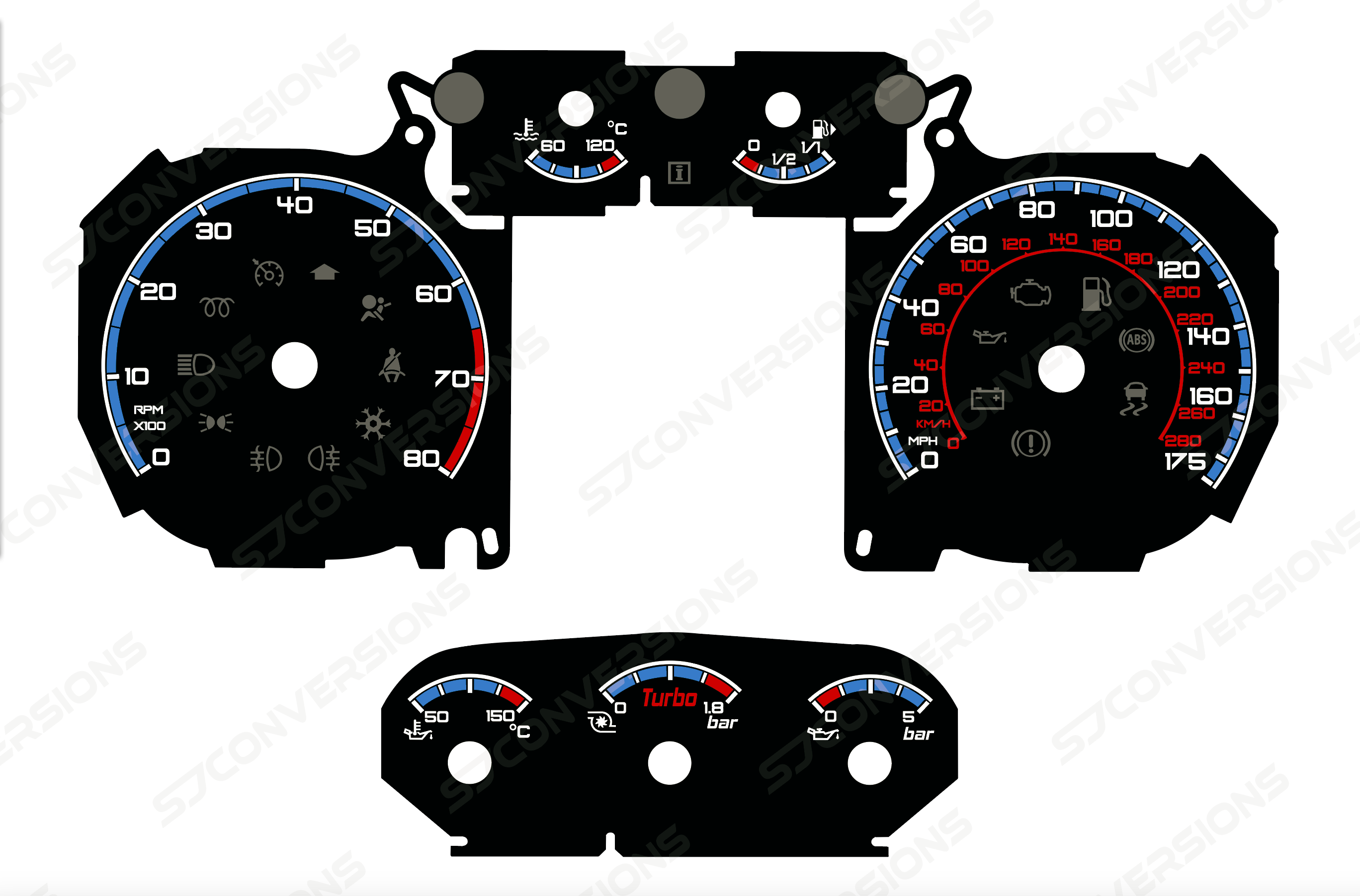 Ford Focus RS Mk2 Plain Dial Cards Mk3 RS Style