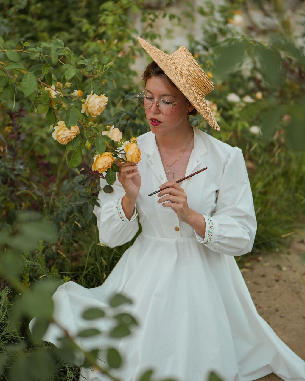 Elegante Robe Vintage des Années 50 - Style Cottagecore,robe Maxi en Coton brodé