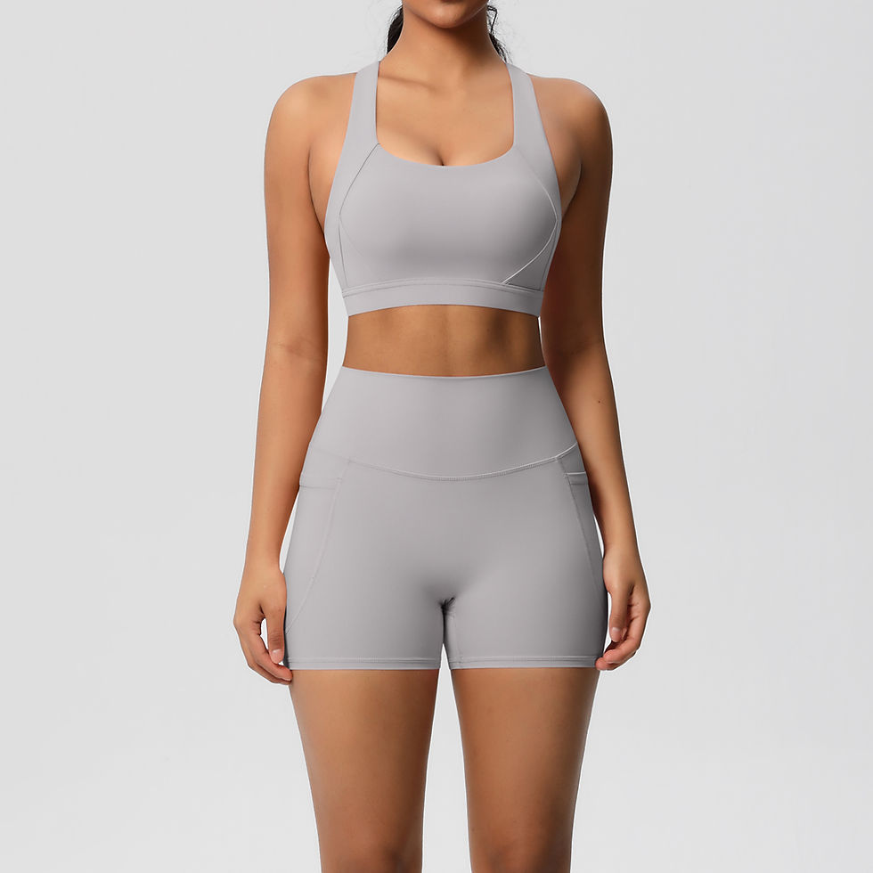 Thumbnail: Women's 2-Piece Yoga Set with Crossover Bra, High-Stretch Fit & Pockets.