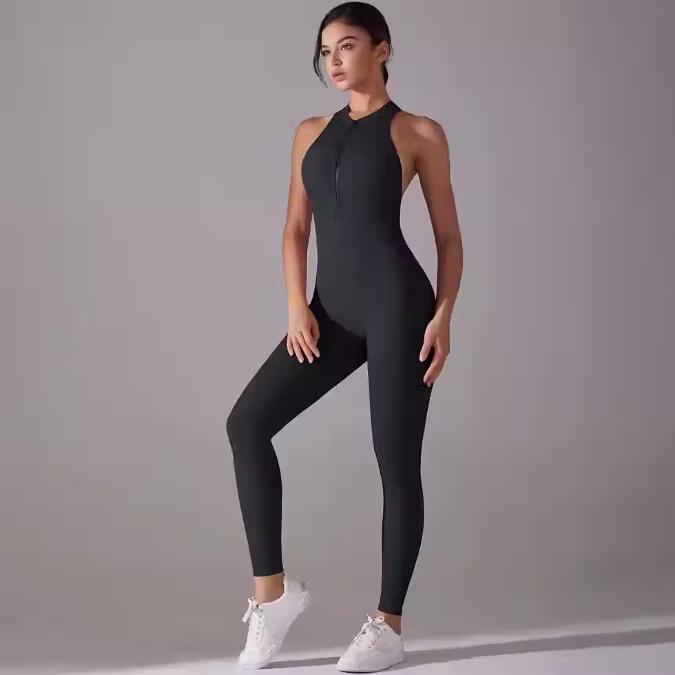 Thumbnail: Women’s Sleeveless Zip-Front Sculpting Performance Jumpsuit.