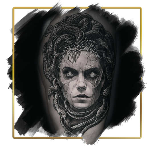 Dark Realism Tattoo, Black and Grey Realism Tattoo, Portrait Tattoo, Medusa Tattoo, Custom Tattoo
