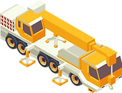 Kranfahrzeug eines Transportunternehmens.